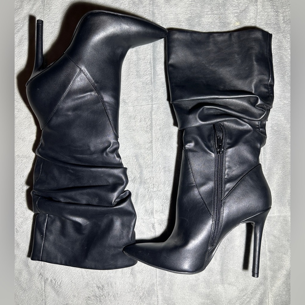 Jessica Simpson Womens Black Leather Boots Size 7M